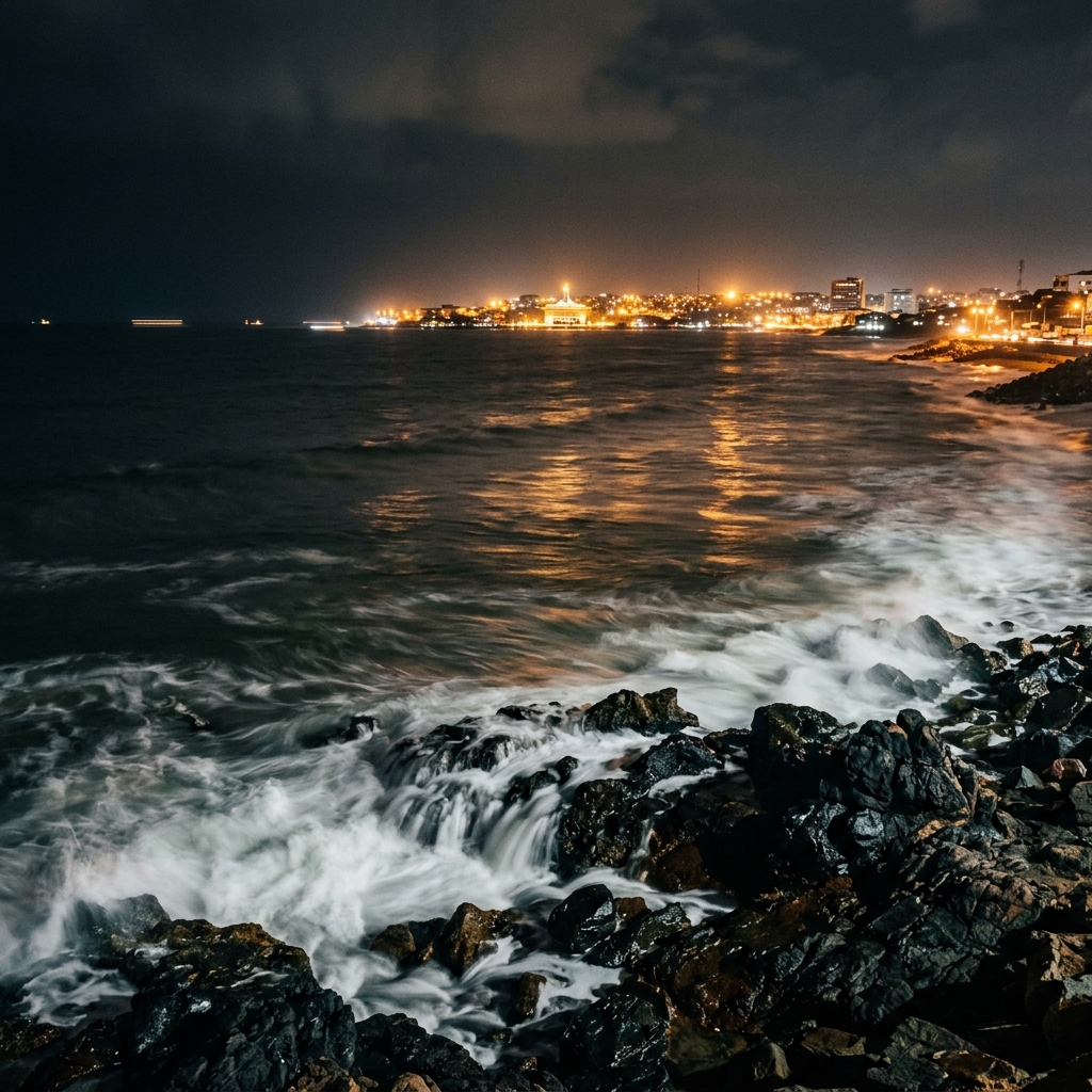 Osu coastline at night